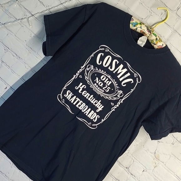 Y2K Cosmic Skateboards Louisville Kentucky Jack Daniel's Black Tee Tshirt Sz M - Picture 10 of 14